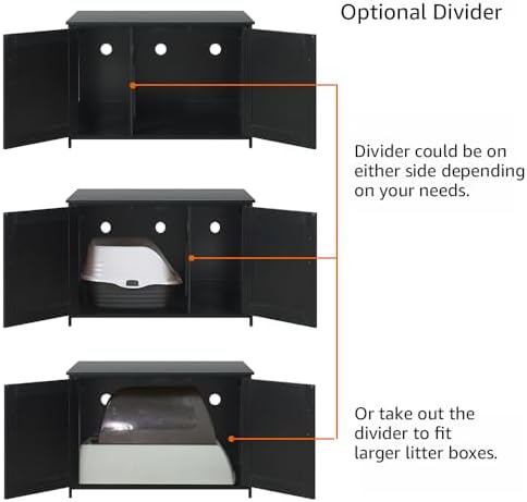 unipaws Top Opening Cat Litter Box Enclosure Furniture, Flip Top Design - Image 5