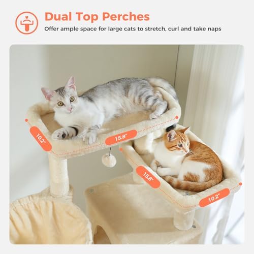 69" Tall Cat Tree for Indoor Cats Large Adult - Image 4