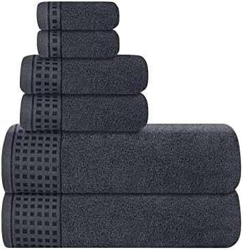 GLAMBURG 100% Cotton Ultra Soft 6 Pack Towel Set, Contains 2 Bath Towels 28x55 by GLAMBURG