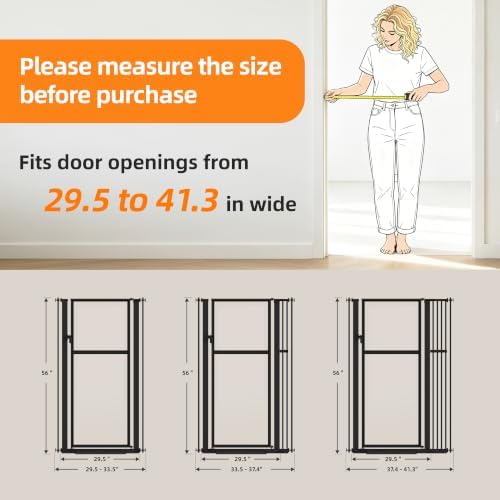 56" Extra Tall Clear Cat Gate, 33.5‑37.4" Wide Pet Gate - Image 3