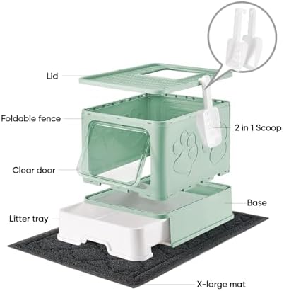 Medario Cat Litter Box with X-Large Litter Mat and Scoop - Image 6