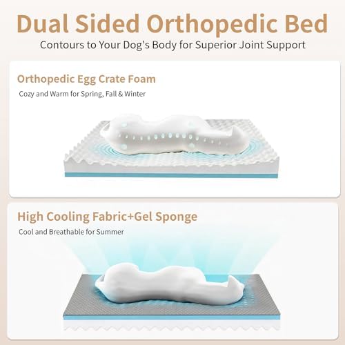Large Dog Bed with Cooling Gel Memory Foam, Orthopedic Waterproof Pet Bed with - Image 4