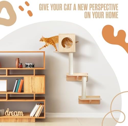 Wall Mounted Cat Tree, Cat Wall Climber, Kitty Climbing Shelves 51 x 35 in - Image 5