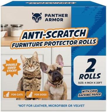 Panther Armor Cat Scratch Furniture Protector, 2 Double-Sided Rolls 4x20ft by PantherArmor