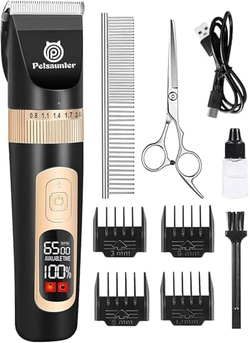 Petsaunter Dog Hair Clippers, 4-Speed Low Noise Rechargeable TypeC Electric Pet by PetsaunterOfficial