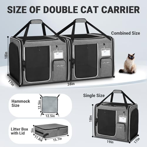 Petskd 2 in 1 Double Cat Car Travel Carrier - Image 2
