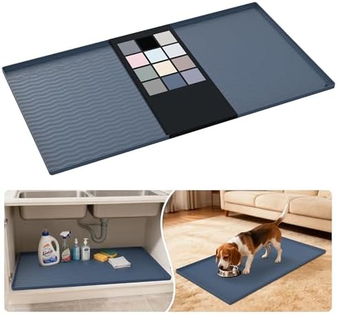 URMONA Waterproof Silicone Under Sink Mat, 40 x 22 in, Flexible Shelf Liner by URMONA