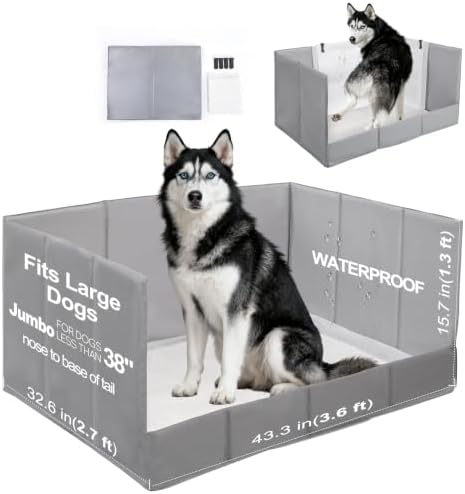 HQ4US 4LEGS Dog Litter Box Indoor High Walls, Puppy Pee Pad Holder Foldable by HQ4US4LEGS