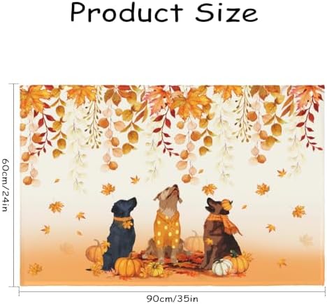 Giwawa Fall Dogs Bath Rug Autumn Leaves Bathtub Mat Non Slip Absorbent Holiday - Image 3