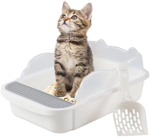 Open Cat Litter Box with High Side, Heightening Anti-Splashing Cats Litter Pan by MUYG
