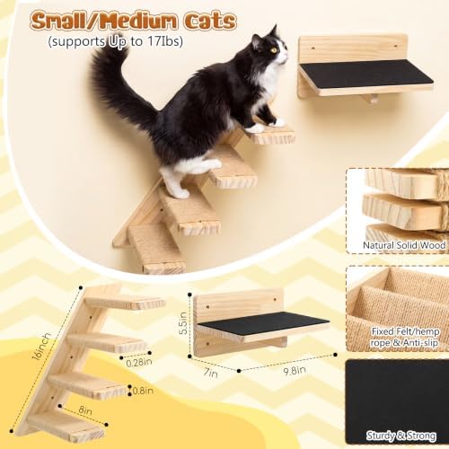 Nuanchu 2 Pack Cat Wall Shelves Stairs Steps Ladder - Image 2