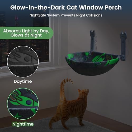 HiPetpy Grey Deep Cat Window Perch, Cordless Foldable Cat Hammock - Image 2