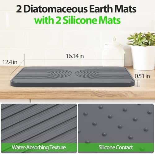 2 PCS Stone Dish Drying Mat ＆ Silicone Mat - Image 5