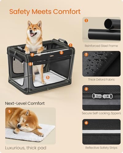 Feandrea Collapsible Dog Crate, Portable Oxford Fabric Pet Carrier - Image 5