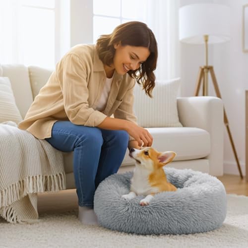 Calming Donut Dog Bed for Small Dogs, Anti-Anxiety Round Washable Plush Fluffy - Image 6