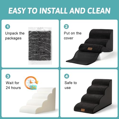COZY KISS Wide Dog Stairs for Small Dog 15.7" H, 3 Step Pet Ramp for Couch - Image 5