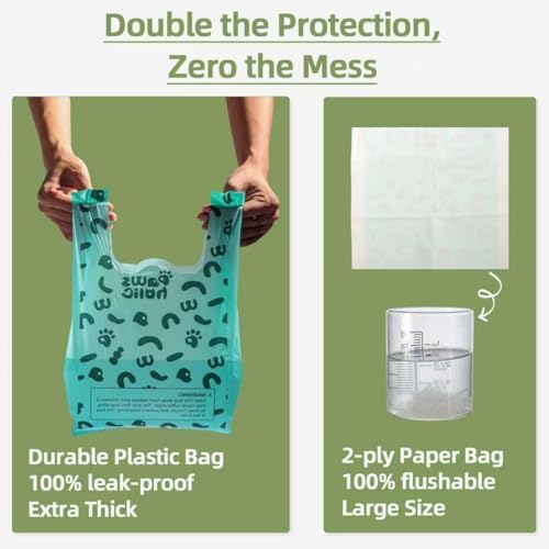 2-Ply Dog Poop Bags with Paper Towels-50 Pieces-Ultra Thick and Leakproof Pet - Image 3