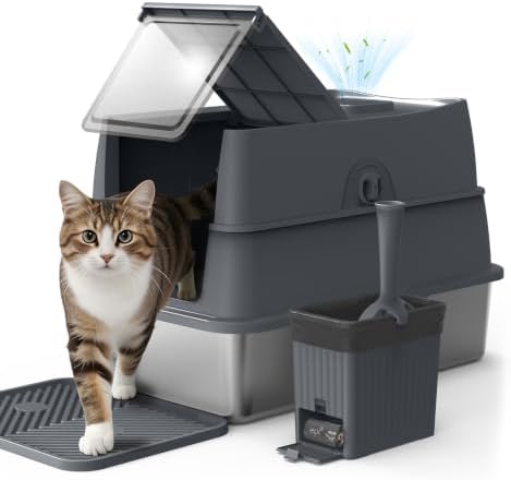 AIPERRO Enclosed Stainless Steel Cat Litter Box by AIPERRO