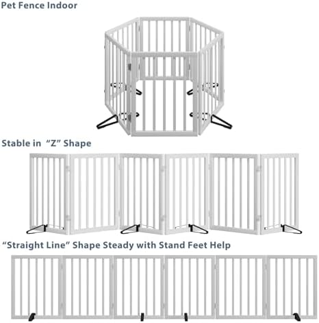 Dog Gates for Doorways Extra Wide 110inches, Wooden Freestanding Pet Gates for - Image 5
