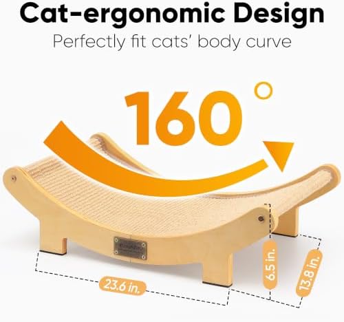 FUKUMARU Sisal Cat Scratcher Bed, Solid Wood Cat Hammock - Image 4