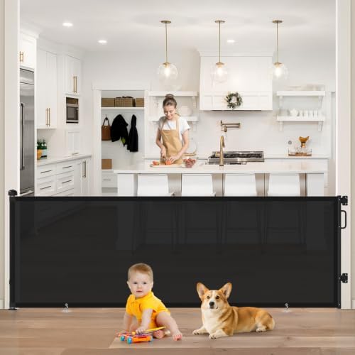 96" Retractable Baby Gate, Long Mesh Dog Gate by Cideny