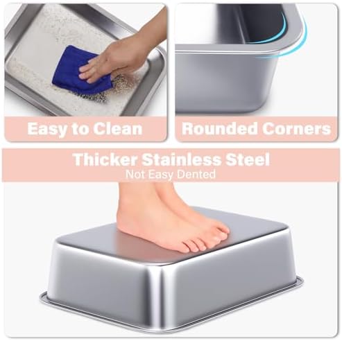 Stainless Steel Litter Box for Kitten, Small Litter Box 2 Pack - Image 4