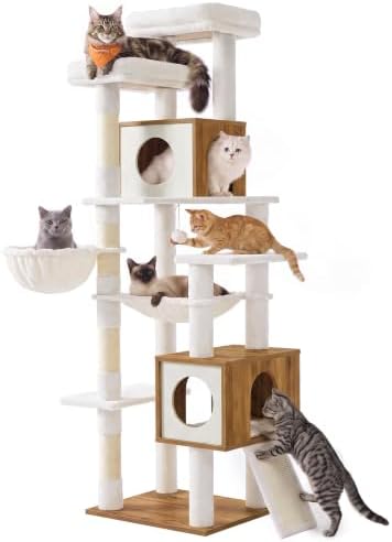 Feandrea Tall Cat Tree, 8-Tier Wood Tower by FeandreabySONGMICSHOME