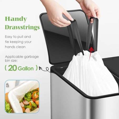 Teivio 20 Gallon 60 Counts Large Drawstring Trash Bags Strong Tall Kitchen - Image 5