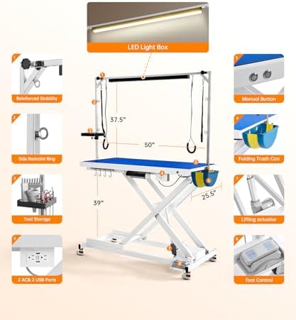POLIMO Professional LED Electric Dog Grooming Table - Image 2