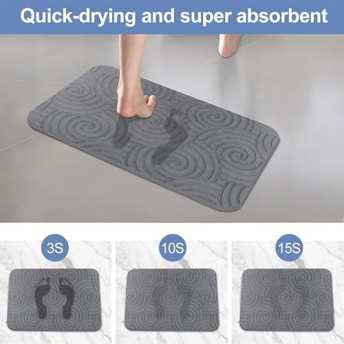 2 Pack Stone Bath Mat Diatomaceous Earth Shower Mat Non-Slip Super Absorbent - Image 4
