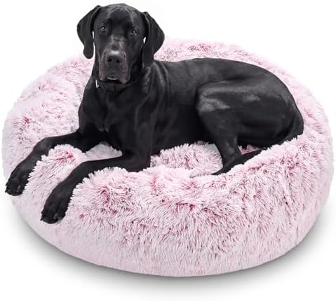 JOLLYVOGUE Dog Beds Large Sized Dog, Calming Anti-Anxiety Dog Bed, Fluffy Donut by JOLLYVOGUE