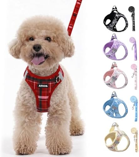 AIITLE Step in Dog Harness and Leash Set Plaid Adjustable by AIITLE-FORPETSBETTERLIFE