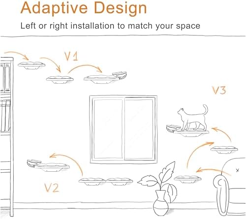 Wall Mounted Cat Shelves with Elevated Ceramic Feeding Station–Scandinavian - Image 6