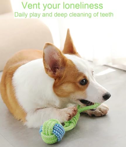 Sunglow Cotton Rope Weaving Dog Toy & Ring Toy Rubber, Cotton Rope Dog Chew Toys - Image 6