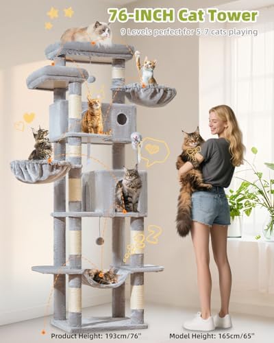 Taoqimiao 76in Cat Tree, Tall Sturdy Cat Tower - Image 3