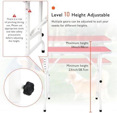 LEIBOU 36-inch Height Adjustable and Foldable Pet Dog Grooming Table - Image 3