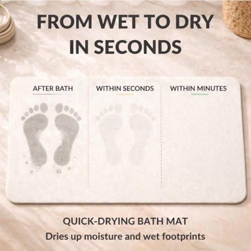 Stone Bath Mat – Diatomaceous Earth Quick Drying Non-Slip Bathroom Mat – - Image 4