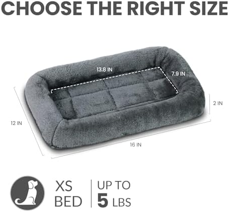 Patas Lague Small Dog Bed Bolster Pet Crate Mat 16''x12'' Dark Grey - Image 6