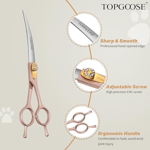 Professional Curved Dog Grooming Scissors 7.5'' 440C Stainless Steel Pet - Image 4