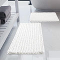 Luxury Chenille White Bathroom Rugs Sets 2 Piece, Thickened Hot Melt Rubber by HVERONNEX