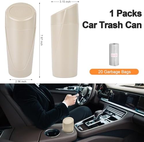 Car Trash Can, Leakproof Mini Car Garbage Can Cup Holder - Image 6