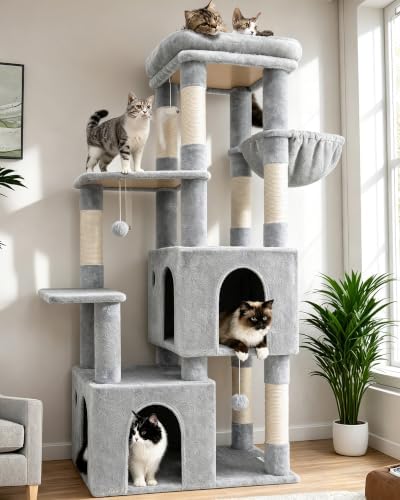 Globlazer Heavy Duty Cat Trees for Big Cats Maine Coon, Cloud Grey by Globlazer
