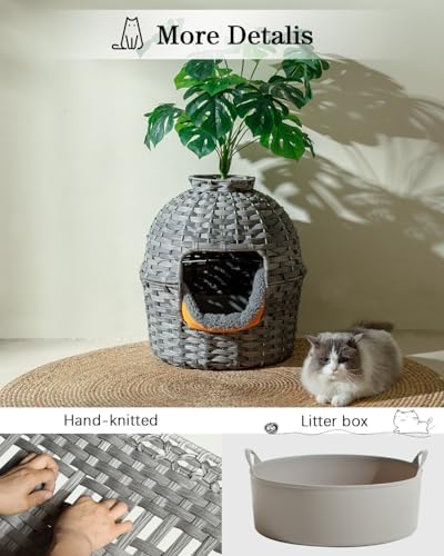 SETVSON Cat Litter Box Plant Enclosure, Hidden PE Rattan Litter Box - Image 4