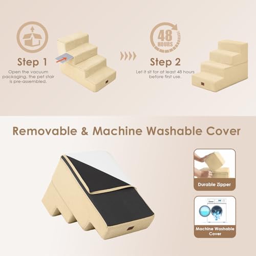 EHEYCIGA Dog Stairs for Bed 18" H, Dog 4-Steps for High Bed - Image 6
