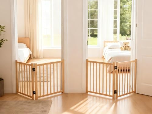 YOCAN Non-Painted Wooden Freestanding Dog Gates - Image 2