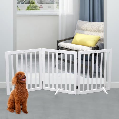 Dog Gate Wooden Freestanding Pet Gate 3 Panel 23.6" Heigh - Image 5