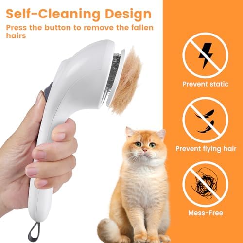 Pet Steam Brush for Dog & Cat, 4 in 1 Self Cleaning Cat Steam Brush for Shedding - Image 3