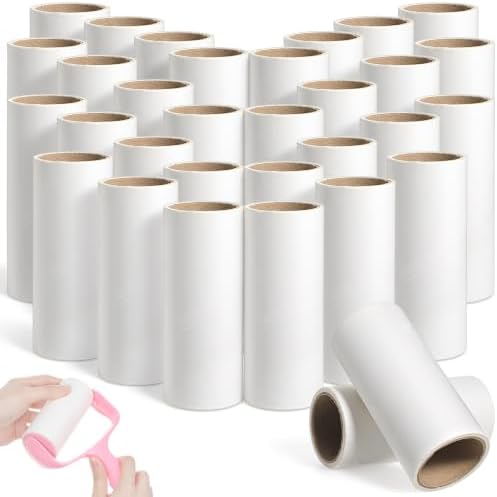 32 Rolls 4" Wide Lint Roller Refills, Pet Hair Sticky Lint Rollers Refill by Tolare