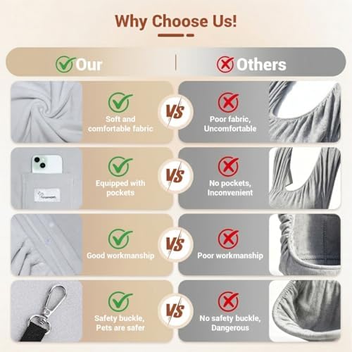 Hands-Free Cat Sling Carrier for Small Dogs & Cats, Soft Fleece - Image 5