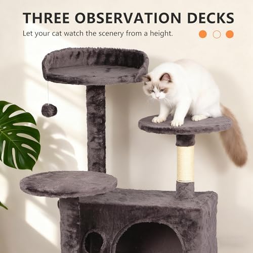BestPet | 54" Cat Tree Tower | Purple Gray | Sturdy Multi-Level Cat Tree - Image 5